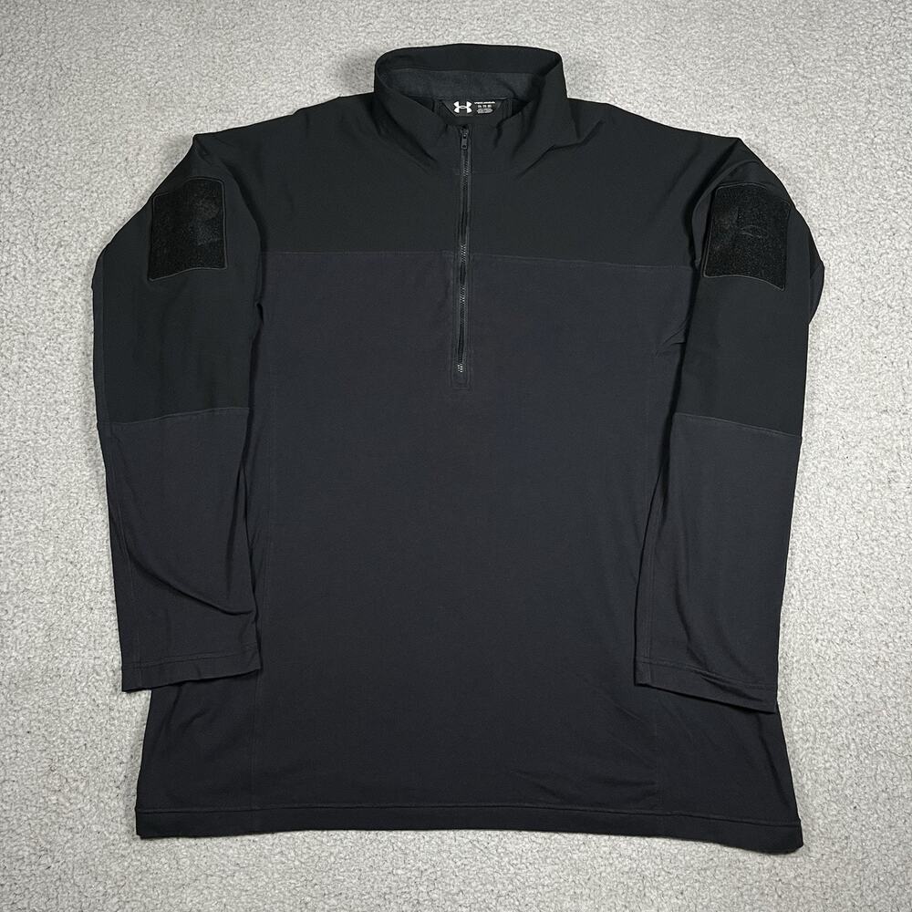 Under Armour Combat Shirt Mens 2XL Black Tactical Long Sleeve Zip Military